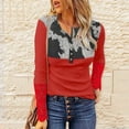 thumbnail image 2 of Mujeres Casual Botones de impresión Manga larga Encaje Patchwork Blusa delgada Camiseta Tops Fridja  FKASFK2686, 2 of 8
