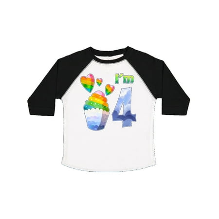 

Inktastic I m 4 Cute Rainbow Unicorn with Stars and Hearts Gift Toddler Boy or Toddler Girl T-Shirt