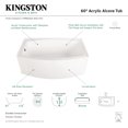 thumbnail image 4 of Aqua Eden VTDR603222L 60-Inch Acrylic Rectangular 3-Wall Alcove Tub, Left Hand Drain Hole in Glossy White, 4 of 6
