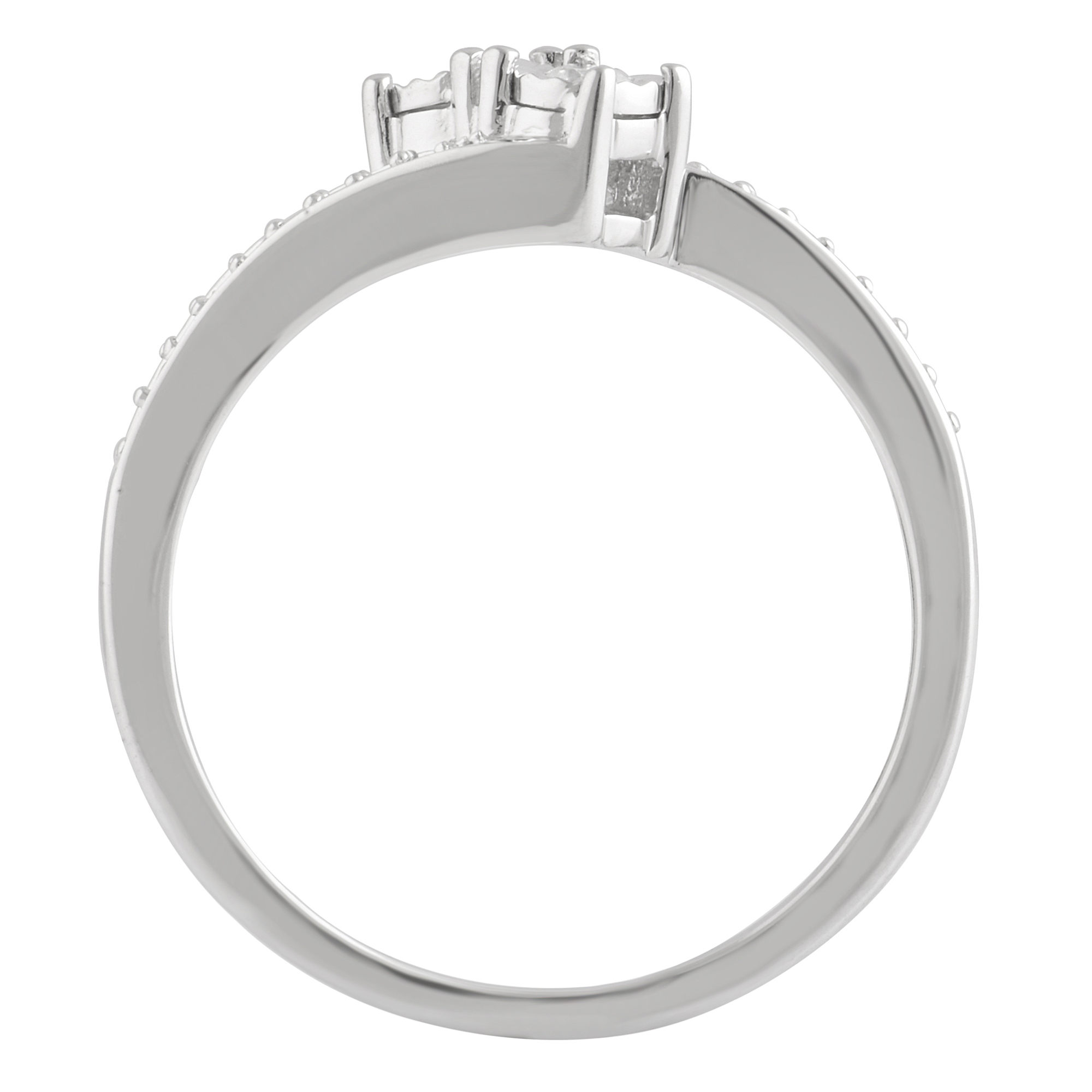 1/10 Carat T.W Diamond 2 Stone Sterling Silver Engagement Ring