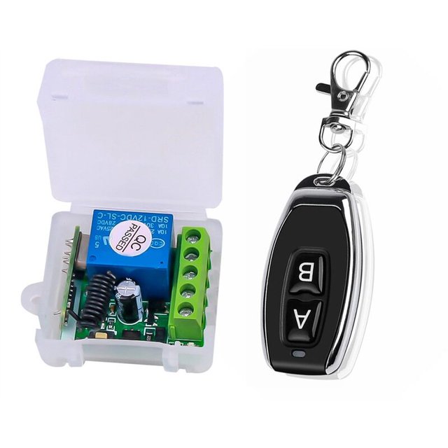 Módulo de Relé de Canal Único DC 12V Interruptor Inalámbrico Universal Receptor de Relé RF + Control Remoto de 2 CH