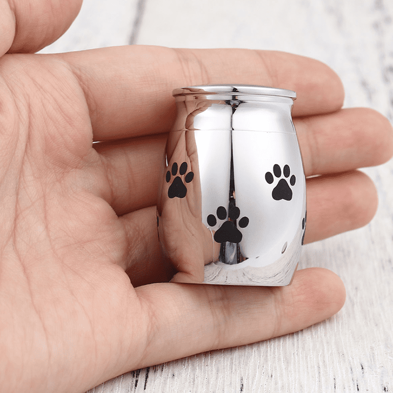 Engravable Pet Portrait Paw Print Mini Urn Personalized Dog Cat Picture Cremation Ashes Holder Custom Memorial Keepsake Vet Jewelry Box
