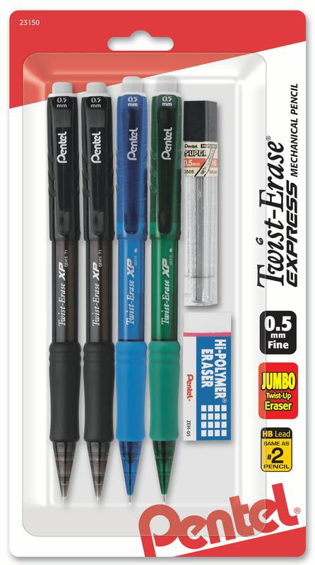 Pentel Twist-Erase Express Automatic Pencil 0.7mm Medium Line Assorted 1 Set 