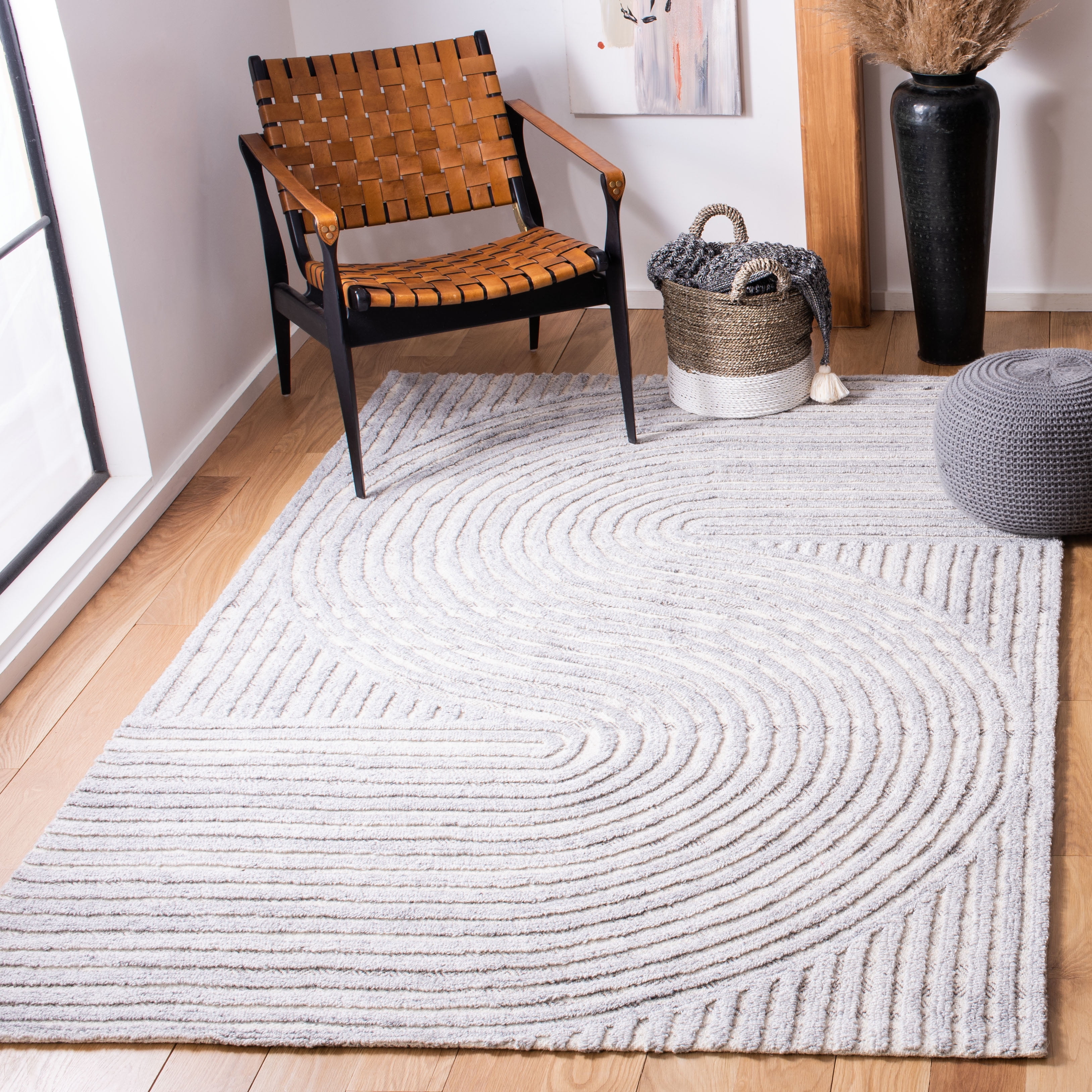 SAFAVIEH Southampton Landen Abstract Area Rug, Grey, 6' x 6' Square