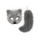 thumbnail image 5 of Máscara y cola de Therian para mujer, 25 cm de largo, para juego de rol, fiesta, animal Gris oscuro, 5 of 9