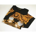 thumbnail image 6 of Men LAVERITA European Fashion Crew Shirt Rhine Stones Crown Florals 12089 Black, 6 of 9