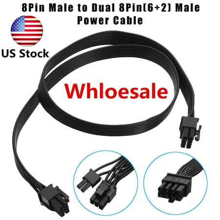 2/4x 18AWG Video Graphics Card Power Cable 8Pin Male to Dual 8Pin(6+2) Male