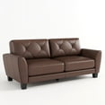 thumbnail image 6 of Loveseat Sofa Couch，Small Sofa Couch with Armest, 3-Seater Sofa for Living Room Bedroom Apartment,Genuine Leather （Brown Mix）, 6 of 6