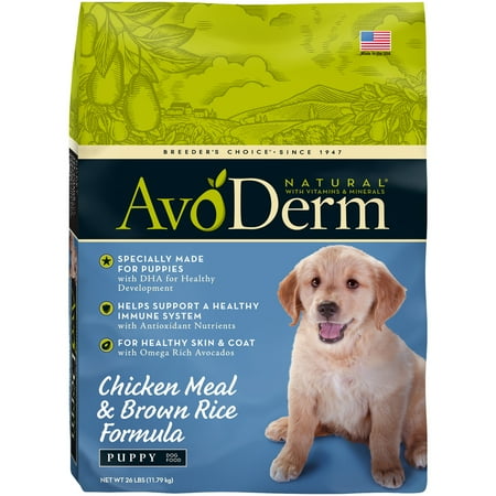 UPC: 0052907020414 | AvoDerm Puppy Food Natural Chicken Meal and Brown Rice Formula 26-Pound