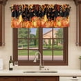 thumbnail image 6 of Thanksgiving Curtain Valances for Windows, Kitchen Valance Window Treatments Panel 2 Pack, Orange Red Pumpkin Autumn Black Country Rod Pocket Short Curtains for Bathroom Bedroom 42 x 18 Inch, 6 of 8