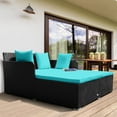 thumbnail image 5 of Patiojoy Patio Rattan Daybed with 4 Pillows Cushioned Sofa for Outdoor Turquoise, 5 of 10