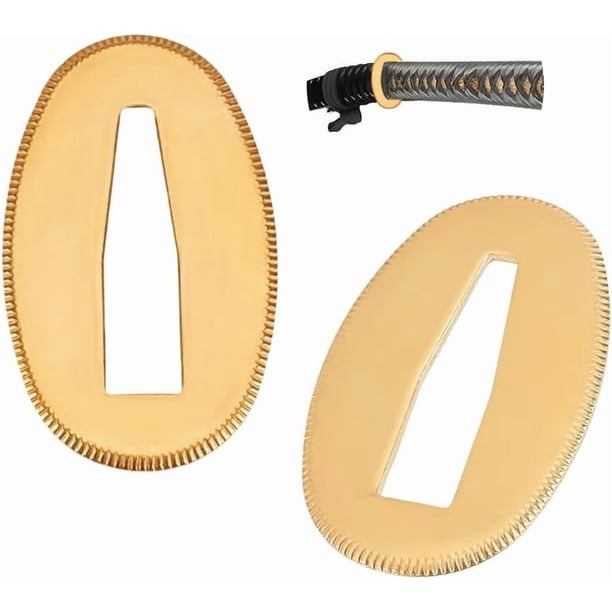 2 espaciadores Seppa de latón para espadas samurái japonesas, accesorios samurái dorados, espaciadores de latón samurái, arandelas samurái.
