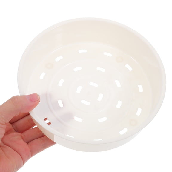 HOMOBABE 2-Pack Steamer Inserts for Rice Cooker, Round White Plastic Steam Basket, 16.9 x 16.9 x 4.5 CM