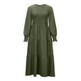 thumbnail image 6 of Fesfesfes Women Dress Fall Winter Long Sleeve Round-Neck Solid Long Dress or, 6 of 6