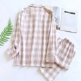 thumbnail image 5 of Jinhomg Cute Plaid Sleepwear for Women 2 Piece Soft Cozy Cotton Pajamas Sets Fall Winter Casual Long Sleeve Button Down Tops and Elastic Waist Pants Pink M, 5 of 6
