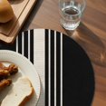 thumbnail image 3 of Black Beige Striped Round 13 Inch Placemats Set of 2, Modern Farmhouse Retro Lines HeatResistant Non Slip Place Mats for Dining Table, Wipeable Braided Kitchen Table Mats for Housewarming, 3 of 9