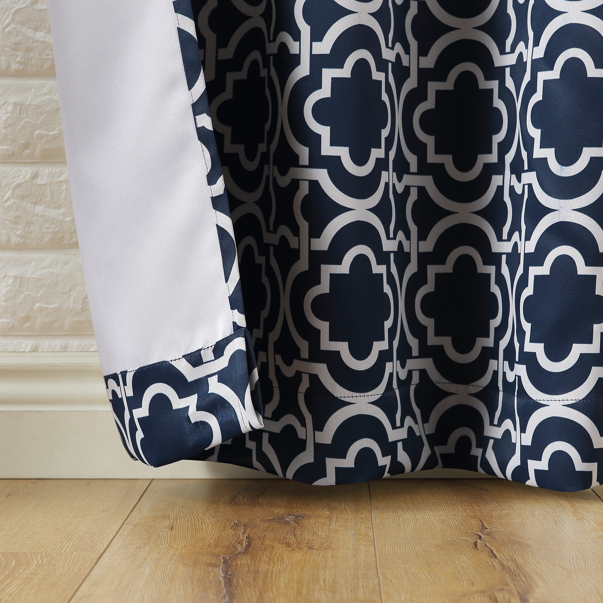 Sun Zero Barnett Trellis Blackout Grommet Curtain Panel, 40"X84", Navy