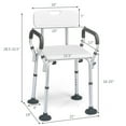 thumbnail image 3 of Costway Shower Chair Bathtub Adjustable Height Bench w/ Removable Armrests & Back, 3 of 10