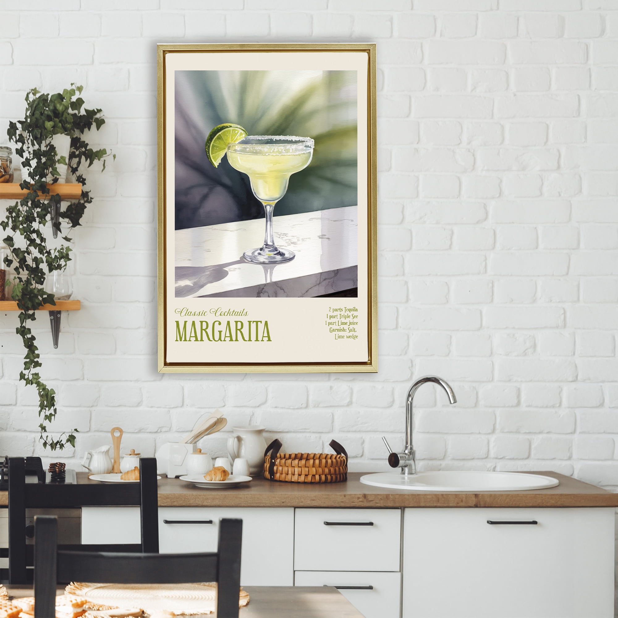Stupell Industries Margarita on Marble Gold Framed Floater Canvas Wall Art, design by Andreas Magnusson