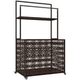 thumbnail image 2 of Outsunny Rattan Pool Float Storage Organizer, Wheeled Pool Caddy with Basket Shelf Towel Bars, Mixed-Brown, 2 of 9