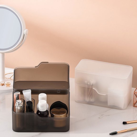 ETEREAUTY Black Plastic Desktop Storage Box for Cosmetics and Table Organization, Makeup Organizer Case