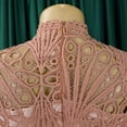thumbnail image 5 of AURA Womens Elegant Lace Hollow Out Pleated Midi Dress High Waist Belted 3 4 Lantern Sleeve, 5 of 9