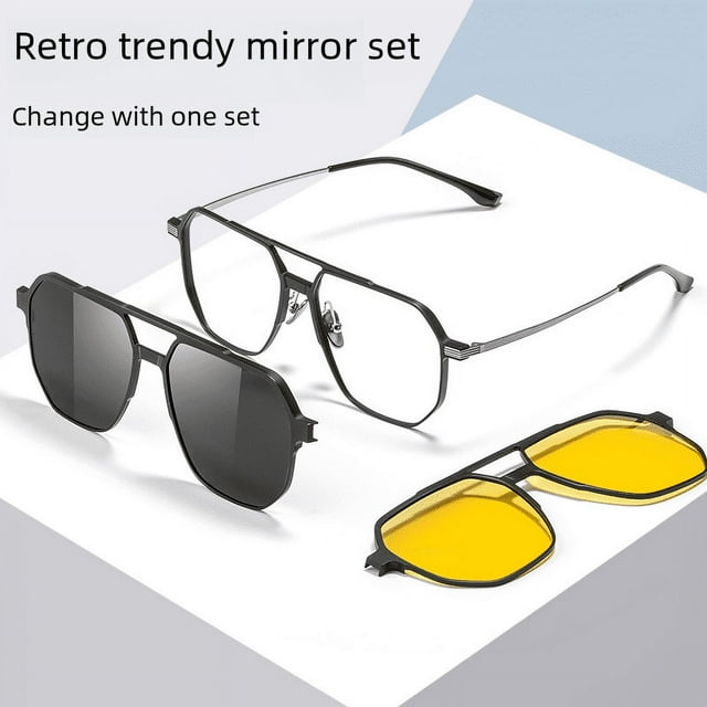 Gafas de sol para miopía, gafas de sol de aleación de aluminio y magnesio, gafas de sol con ventosa magnética, juego de gafas de sol con parpadeo