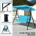 thumbnail image 6 of Howsvn 3 Seat Outdoor Patio Swing with Converting Canopy, Cushioned Steel Frame Porch Canopy Swing Chair, Swing Glider Hammock for Patio, Garden, Blue, 6 of 11