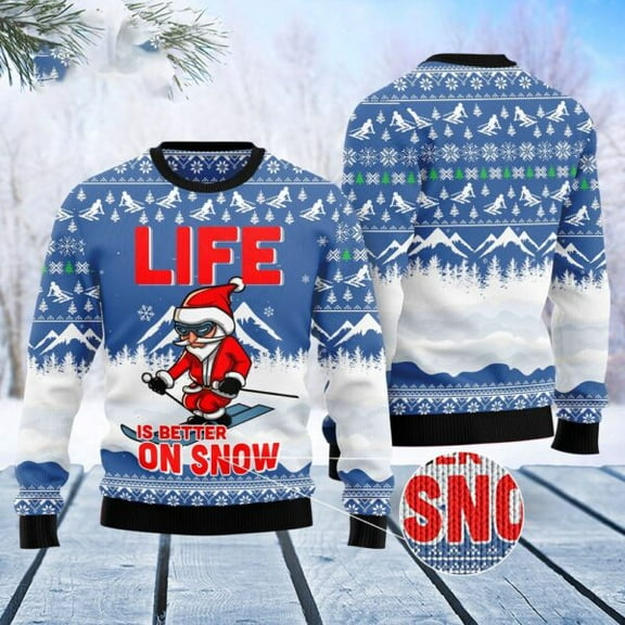 Skiing Life Is Better On Snow 3D Christmas Sweater, Christmas Sweater, 3D Sweater, Funny Xmas Sweaters