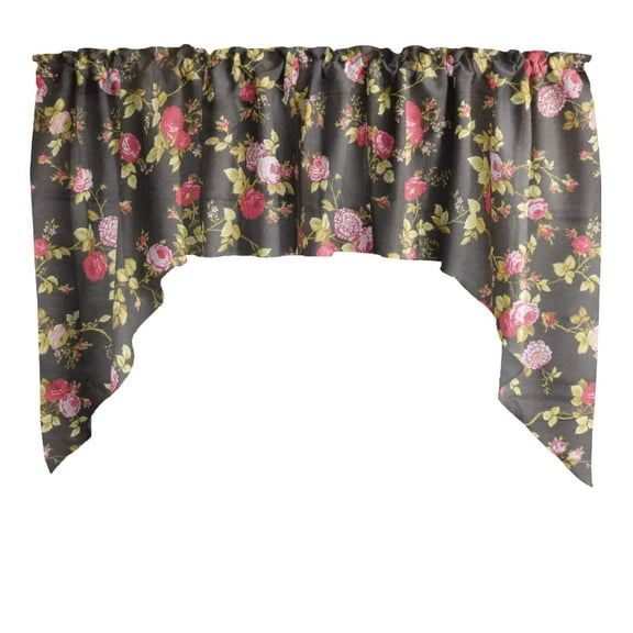 Swag Valance Cotton Vintage Floral Large Roses Print 58" Wide / 36" Tall