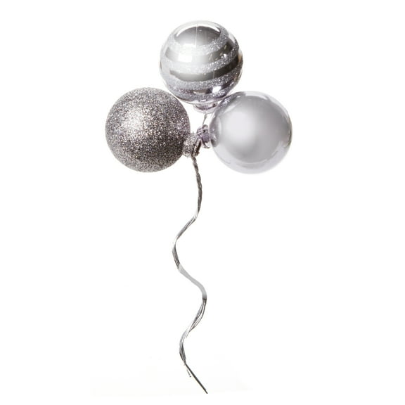 DariceSilver Christmas Ornament Pick Stripe 40 millimeters 3 tips