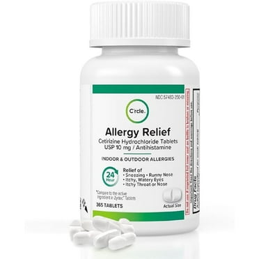 C’rcle Cetirizine Hydrochloride Allergy Relief Tablets, 10 mg, 365 Count