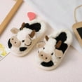 thumbnail image 2 of Tfken Slippers For Girls Boys Toddler Size 11-11.5 Years Cow Print Open Toe Warm Slip-On Soft Black Slipper, 2 of 5