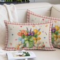 thumbnail image 2 of Spring Easter Pillow Covers 12"x20", Colorful Tulip Floral Eggs Pink Plaid Rustic Soft Brushed Microfiber Breathable Throw Pillow Covers, Decorative Pillowcase with Zipper for Couch Sofa Bedroom, 2 of 9