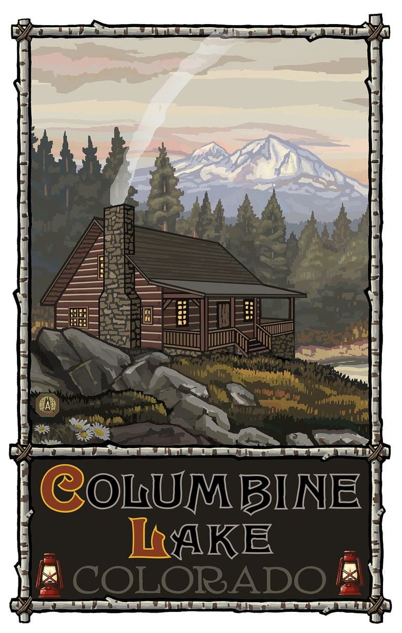 Columbine Lake Colorado Summer Mountain Cabin Travel Art Print