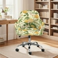 thumbnail image 2 of Whosucclay Lemon Cherry Blossom Print Swivel Armchair Accent Dining Chair Cover for Office, Universal Office Chair Protector Spandex Curved Back Chair Slipcover for Party, Banquet, 2 of 7