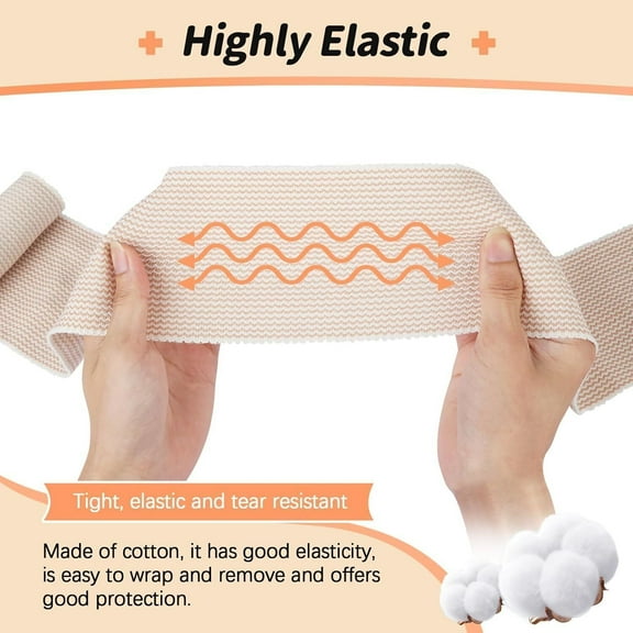 8 Rolls Elastic Bandage Compression Wrap Hook & Loop Self Closure First Aid