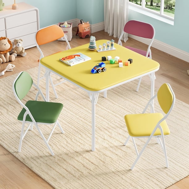 Children's 2 - 10 years old mesa y 4 folding sillas set: versatile activity set con non-slip legs y light structure, easy to store in small spaces, ideal para para dining room & storeroom
