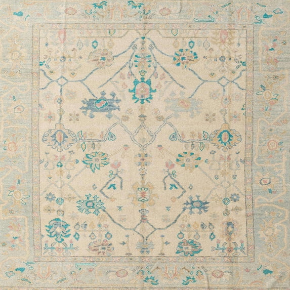 Ahgly Company Indoor Square Abstract Desert Sand Beige Oriental Area Rugs, 8' Square