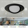 thumbnail image 6 of NuWatt 12 Pack, 4 Inch Black Gimbal LED Recessed Lighting, 2700K/3000K/3500K/4000K/5000K Selectable, 630LM, Dimmable, Damp Rated, Canless Adjustable Directional Lights for Sloped Ceilings, JBox, 6 of 10
