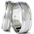 thumbnail image 2 of Pompeii3 14K White Gold Matching His Hers Brushed Comfort Fit Wedding Band, 2 of 4