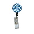 thumbnail image 1 of Lettre T Chevron Bleu & Blanc Bobine de Badge Rétractable, 5 x 1 x 2 Po., 1 of 1