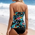 thumbnail image 4 of ZXLBBD Women's Swimsuits Bandeau Ruched Tankini Strapless Swimwear Stylish Prints Quicking Drying Bathing Suit Casual Vacation Beachwear, 4 of 6