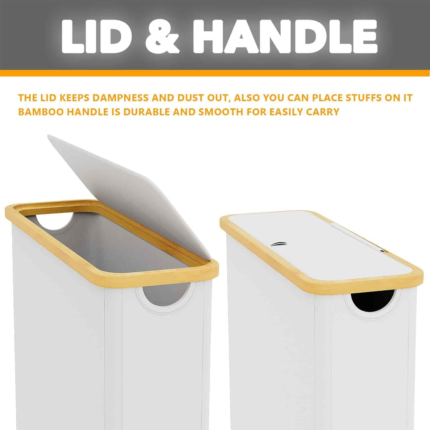 SpaceAid Extra Large Toilet Paper Storage with Lid, Slim Basket Holder, White