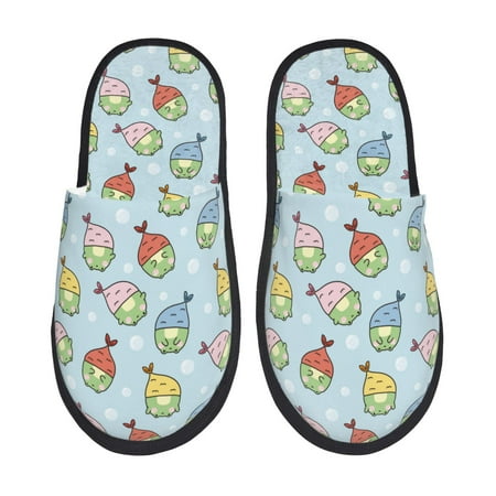 

Tideii Frog In Mermaid for Home Indoor Cotton Slippers Autumn and Winter EVA Plush Slippers Household Supplies Unisex-Large