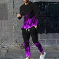 thumbnail image 2 of UVEASISHA Mens Flame Print Sweatsuit Long Sleeve Crewneck Tracksuit Outfit Pullover Sweatshirt and Sweatpant Sets Big and Tall Men's Casual Jogging Suits Prime Sales, 2 of 8
