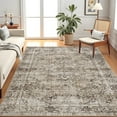 thumbnail image 2 of FairOnly 10'x13'Large Vintage Washable Area Rug Non Slip Soft Foldable Low Pile Distressed Indoor Floor Carpet for Living Room Bedroom Nursery,Camel, 2 of 7