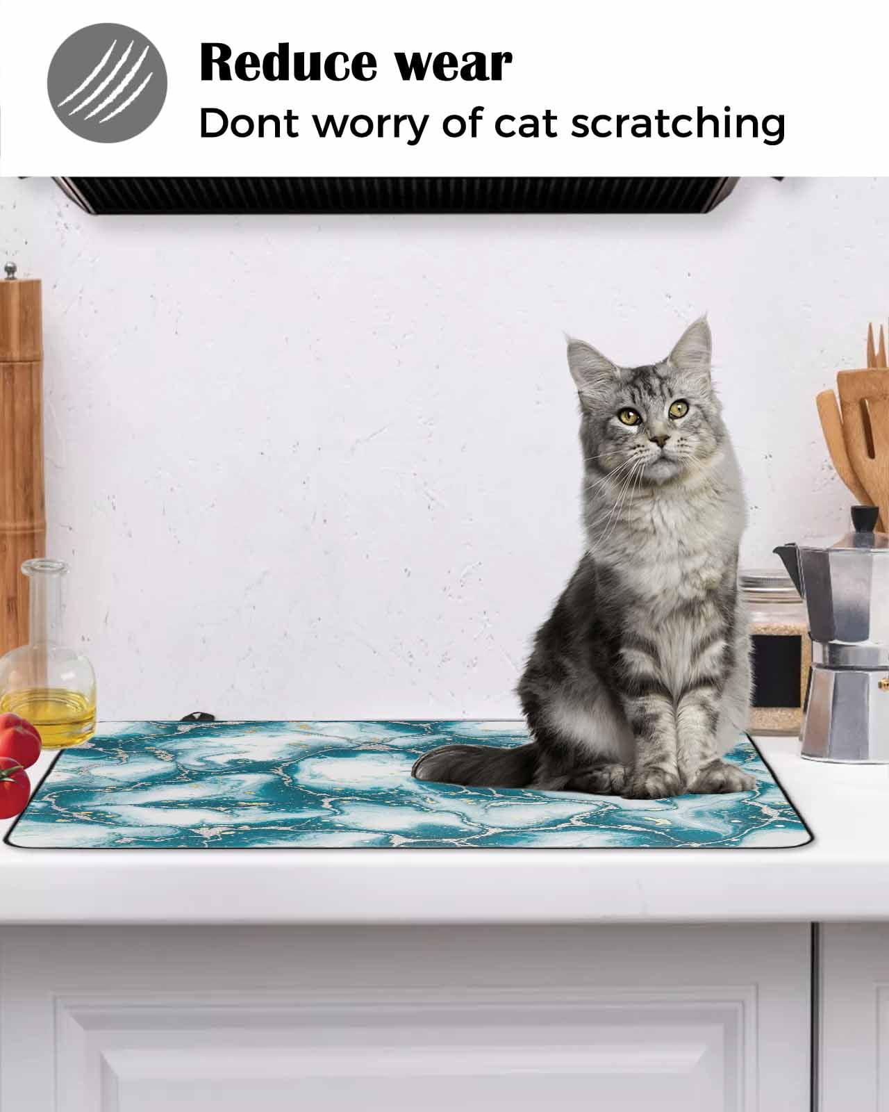 Large Induction Cooktop Protector Mat White Dark Green Marble Stove Top Covers for Electric Stove, Modern Abstract Art Marble Crack Decorative Stove Burner Cover Mats, Glass Top Stove Cover