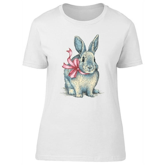 Cute Easter Rabbit Bunny Ribbon T-Shirt Women -Image by Shutterstock, Female x-Large