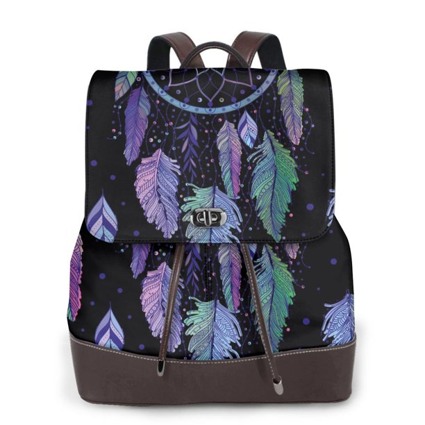 Fotbe Dreamcatcher With Colorful Feathers Mochila Bolso con Estampado para Mujer, Mochila Antirrobo de Nylon Impermeable, Bolsa Ligera de Hombro